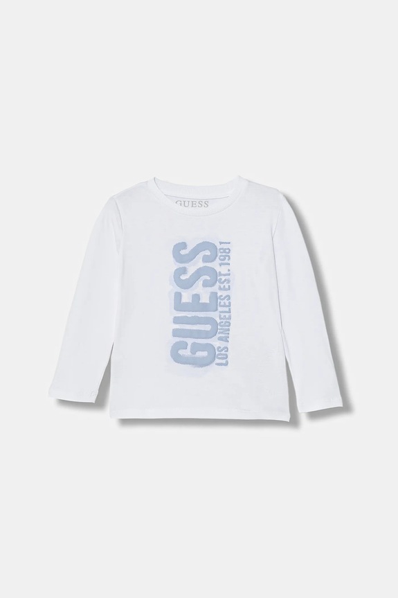 Дитячий бавовняний лонгслів Guess бавовна білий N6RI12.K8HM4.PPY2