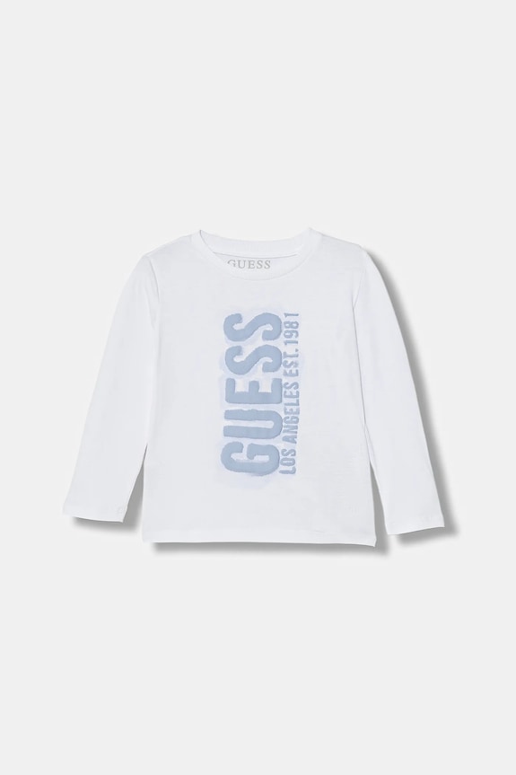 Дитячий бавовняний лонгслів Guess бавовна білий N6RI12.K8HM4.PPY2