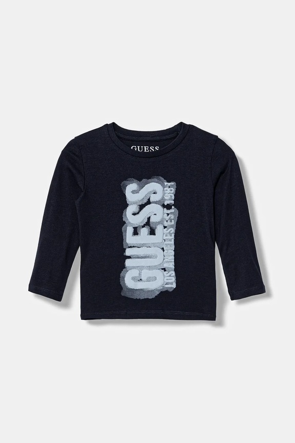 Дитячий бавовняний лонгслів Guess бавовна темно-синій N6RI12.K8HM4.PPY2