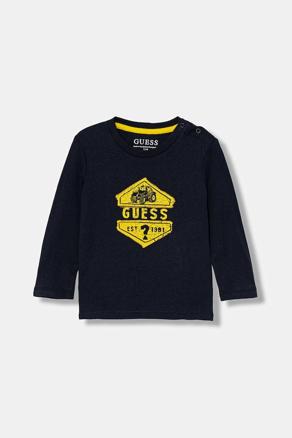 Guess longsleeve din bumbac pentru copii print bleumarin N6RI19.K8HM4.PPY2