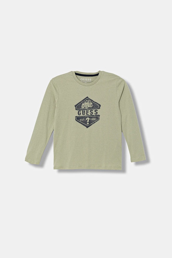Guess longsleeve bawełniany dziecięcy nadruk zielony N6RI19.K8HM4.PPY2