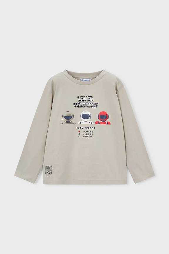 Mayoral longsleeve din bumbac pentru copii 3084.5E.Mini.PPY2 bej SS26
