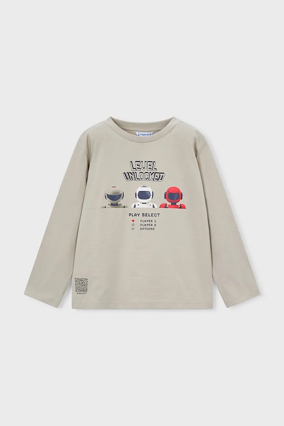 Mayoral longsleeve din bumbac pentru copii 3084.5E.Mini.PPY2 bej SS26