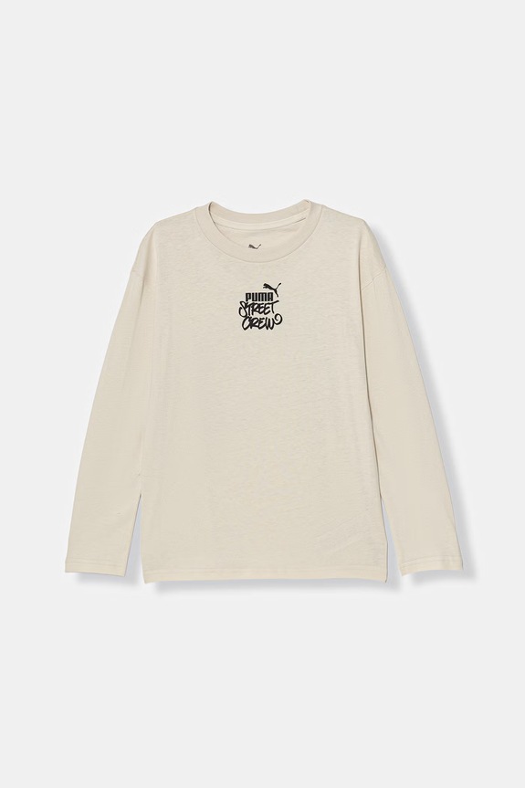 Detská bavlnená košeľa s dlhým rukávom Puma MID90s 691745 béžová SS26