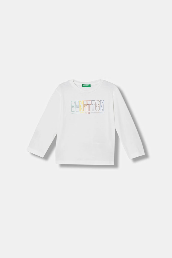 United Colors of Benetton longsleeve din bumbac pentru copii print alb 3I1XG10LM.P.Stagionale
