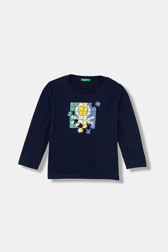 Detská bavlnená košeľa s dlhým rukávom United Colors of Benetton bavlna tmavomodrá 3I1XG10LM.P.Stagionale