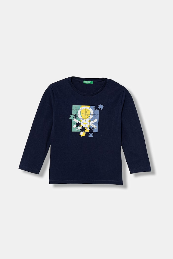 Detská bavlnená košeľa s dlhým rukávom United Colors of Benetton bavlna tmavomodrá 3I1XG10LM.P.Stagionale