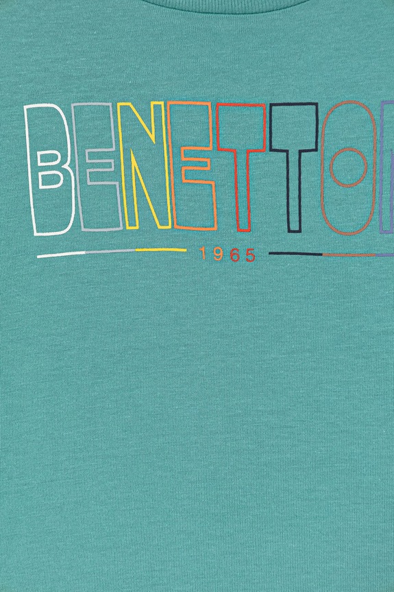 Băieți United Colors of Benetton longsleeve din bumbac pentru copii 3I1XG10LM.P.Stagionale turcoaz