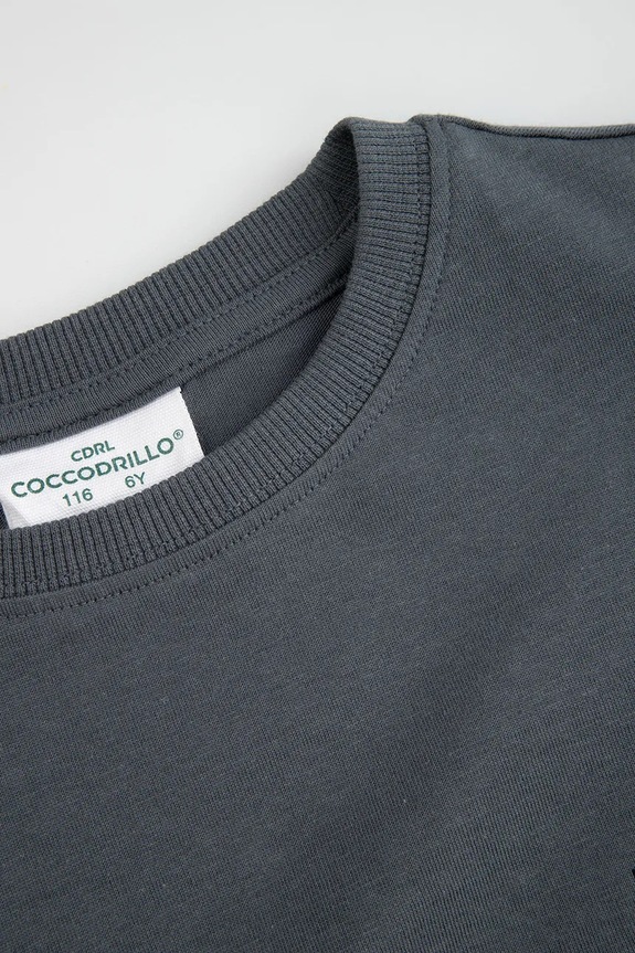 CHLAPEC Dětské bavlněné tričko s dlouhým rukávem Coccodrillo WC6143103NBK šedá