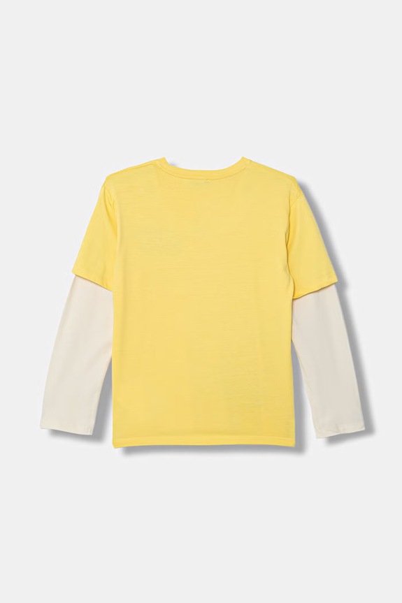United Colors of Benetton tricou cu mânecă lungă pentru copii, din bumbac 3MI5C10SA.G.Stagionale galben SS26