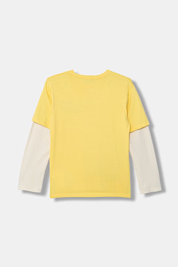 United Colors of Benetton tricou cu mânecă lungă pentru copii, din bumbac 3MI5C10SA.G.Stagionale galben SS26