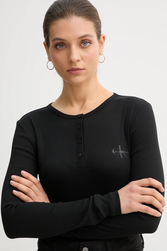 Μακρυμάνικο Calvin Klein Jeans μαύρο LV047E201G