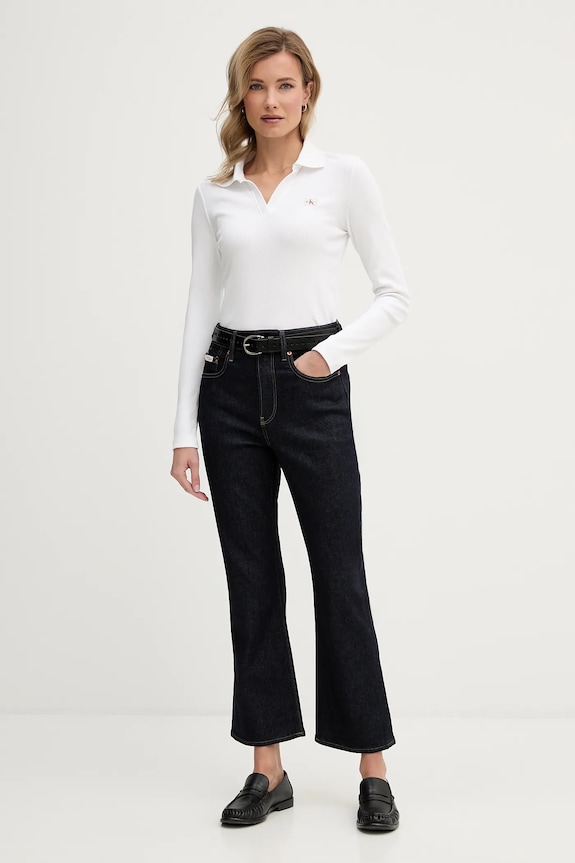 Tričko s dlouhým rukávem Calvin Klein Jeans LV047E203G bílá SS26
