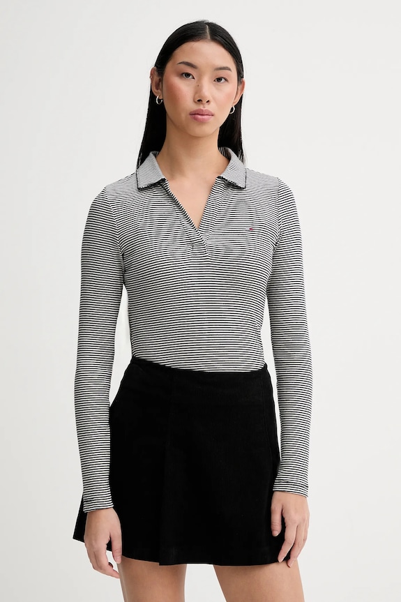 Tommy Jeans hosszú ujjú elasztánnal fekete DW0DW21933