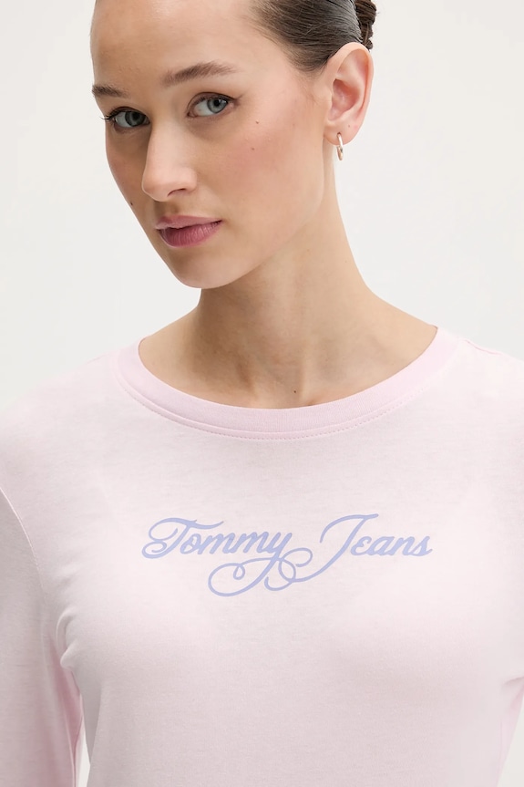 Tommy Jeans pamut hosszúujjú rózsaszín DW0DW21844