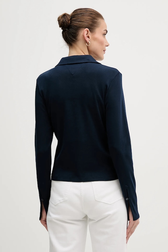 Βαμβακερή μπλούζα με μακριά μανίκια Tommy Hilfiger WW0WW47850 σκούρο μπλε SS26