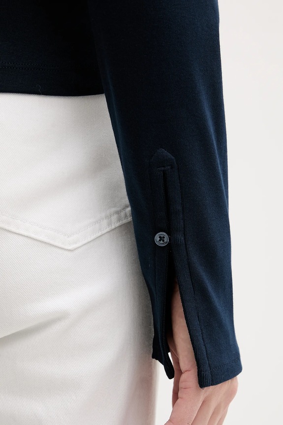 Βαμβακερή μπλούζα με μακριά μανίκια Tommy Hilfiger σκούρο μπλε WW0WW47850