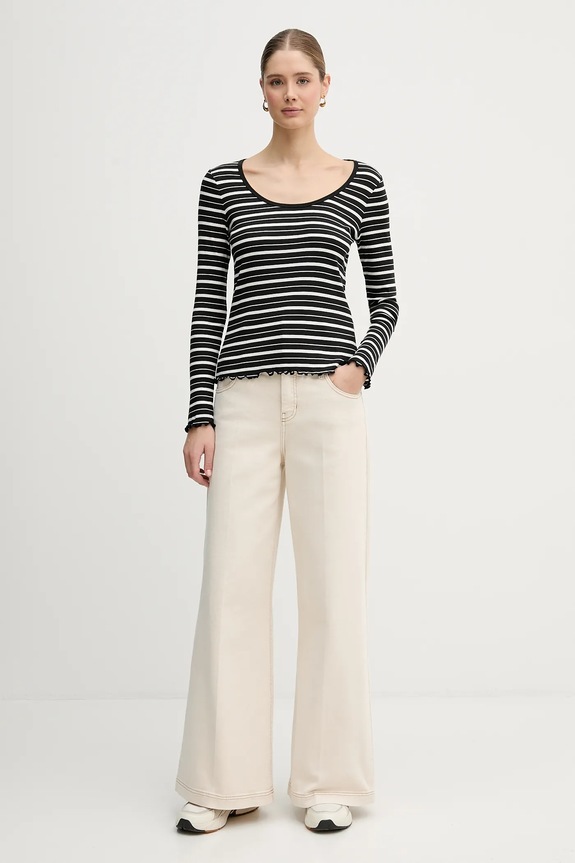 Tričko s dlhým rukávom Tommy Hilfiger WW0WW47814 čierna SS26
