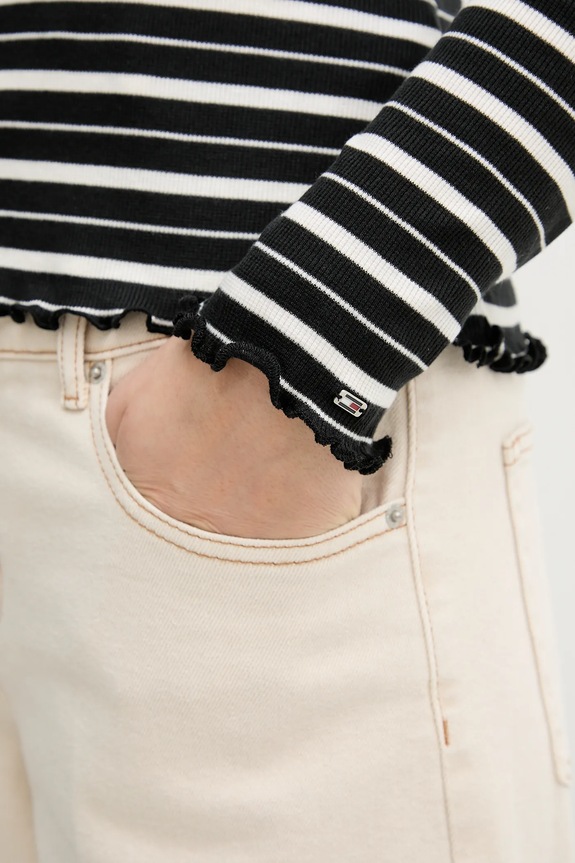 Tričko s dlhým rukávom Tommy Hilfiger WW0WW47814 čierna
