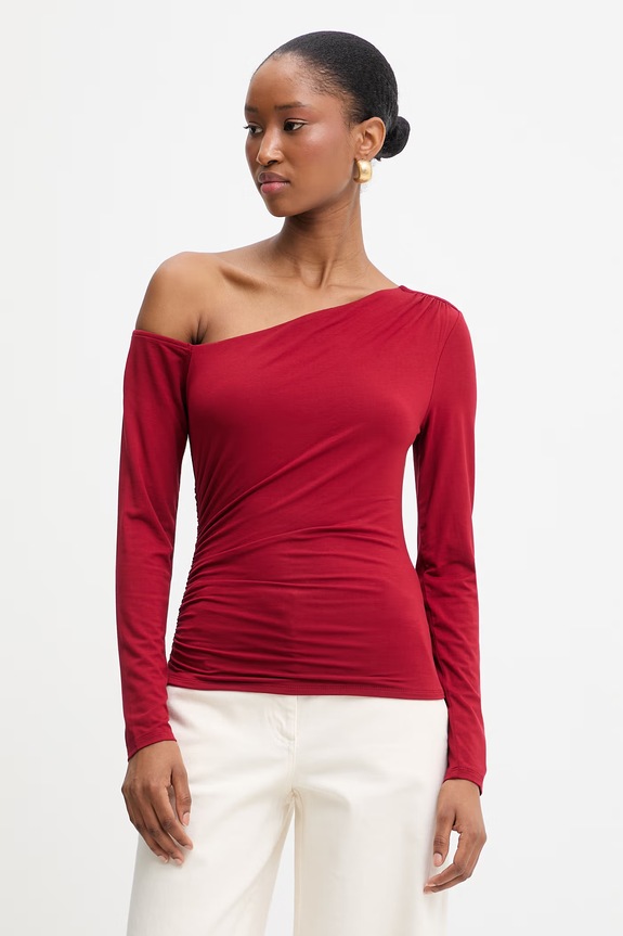 Guess longsleeve KASSADEE z elastanem czerwony W6RP02.KC1J2