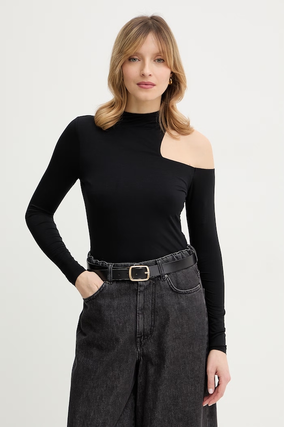 Tričko s dlhým rukávom Guess YULY slim čierna W6RP57.KACM2