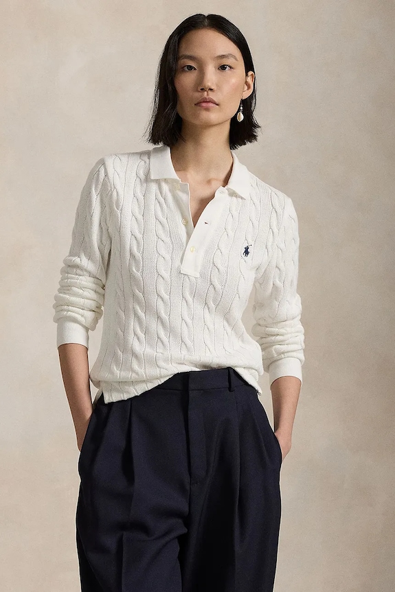 Bavlnený sveter Polo Ralph Lauren bavlna biela 211959100