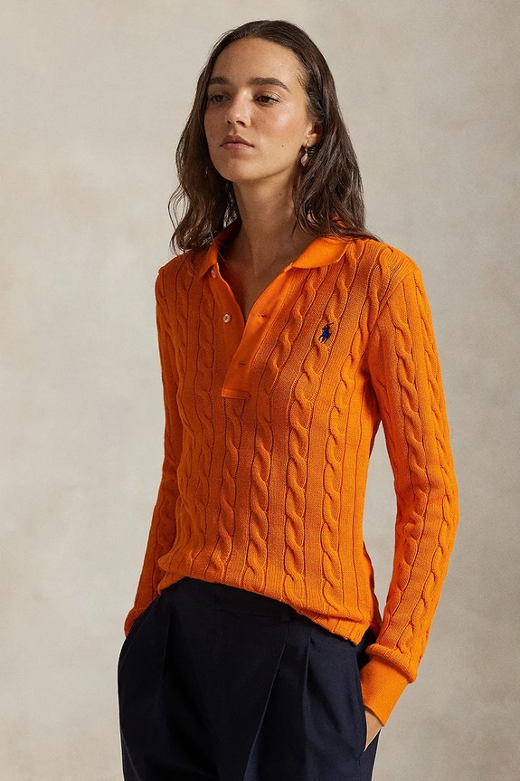 Polo Ralph Lauren sweter damski bawełniany pomarańczowy 211959100