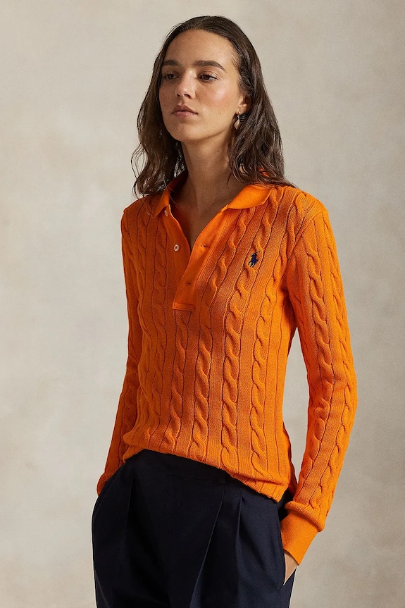 Polo Ralph Lauren sweter damski bawełniany pomarańczowy 211959100