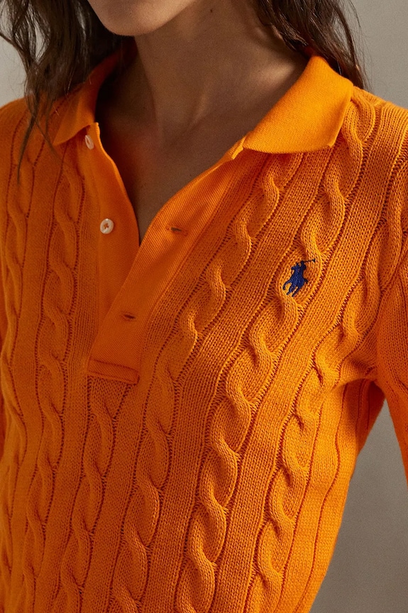 Polo Ralph Lauren sweter damski bawełniany pomarańczowy 211959100