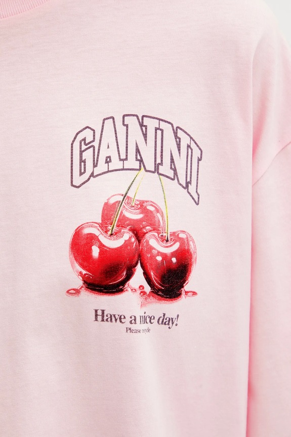 GANNI longsleeve damski bawełniany różowy A1050059