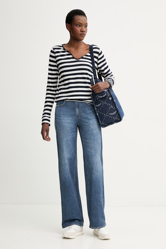 Βαμβακερή μπλούζα με μακριά μανίκια ZADIG&VOLTAIRE JWTN02675 μαύρο SS26
