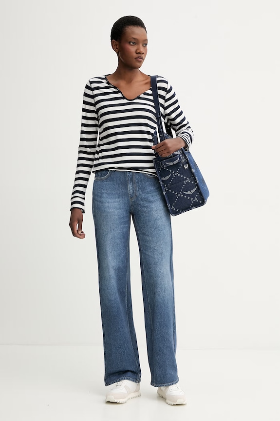 Βαμβακερή μπλούζα με μακριά μανίκια ZADIG&VOLTAIRE JWTN02675 μαύρο SS26