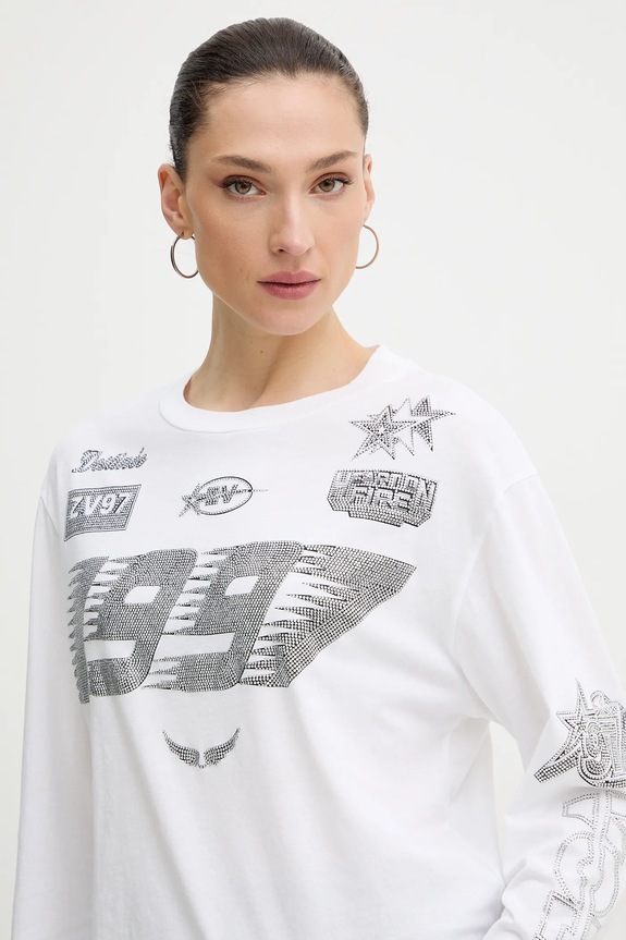 Bavlnené tričko s dlhým rukávom ZADIG&VOLTAIRE biela JWTS02836