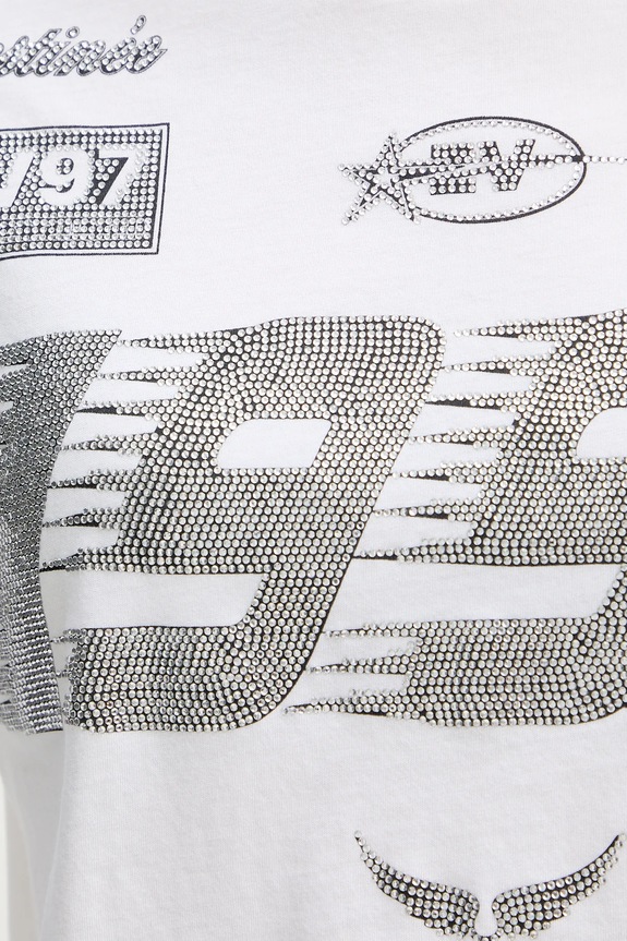 Bavlnené tričko s dlhým rukávom ZADIG&VOLTAIRE JWTS02836 biela