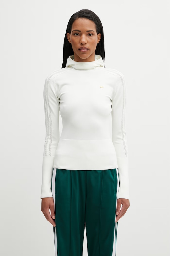 adidas Originals Knit Hooded Ls bluza z kapturem damska beżowy KE1302