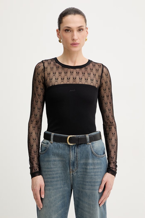 Pinko longsleeve z elastanem czarny 106472.A362