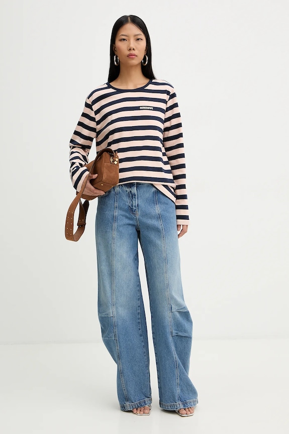 Patrizia Pepe longsleeve din bumbac 8M1823.J194 bleumarin SS26