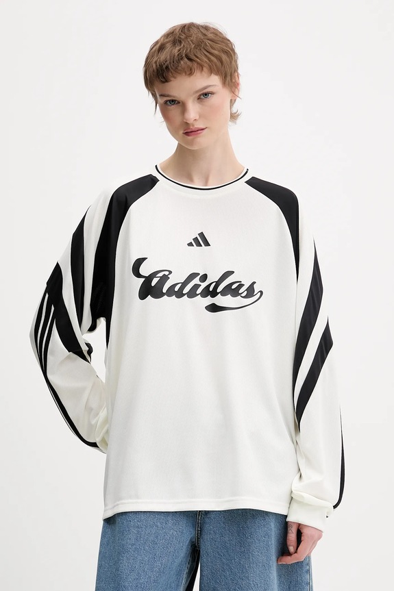 adidas camicia a maniche lunghe piccola impronta beige KC4007