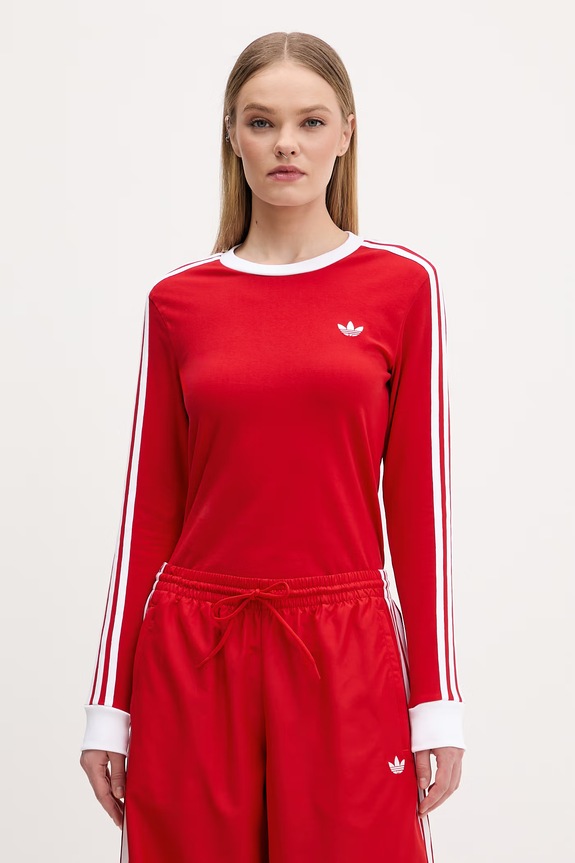 Μακρυμάνικο adidas Originals με ελαστάν κόκκινο KD3685