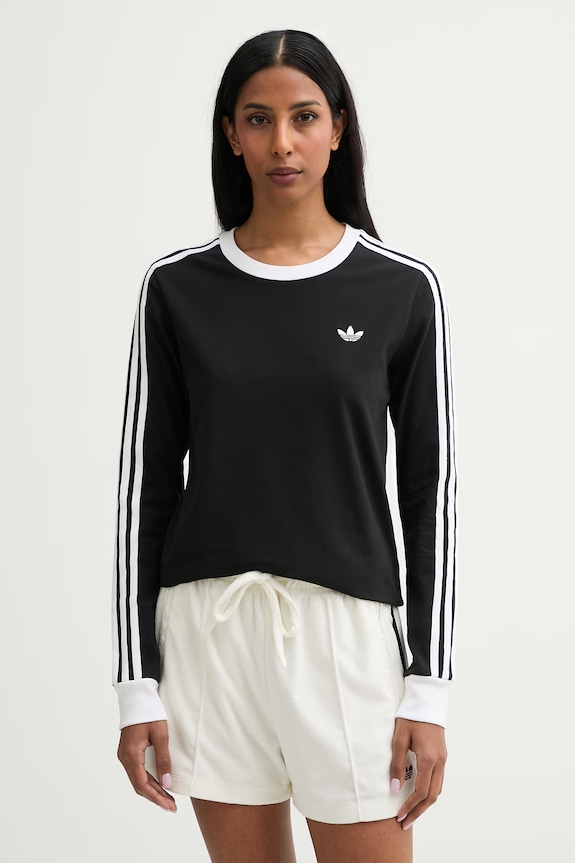 adidas Originals μακρυμάνικο παιδικό βαμβακερό με ελαστάν μαύρο KD7964