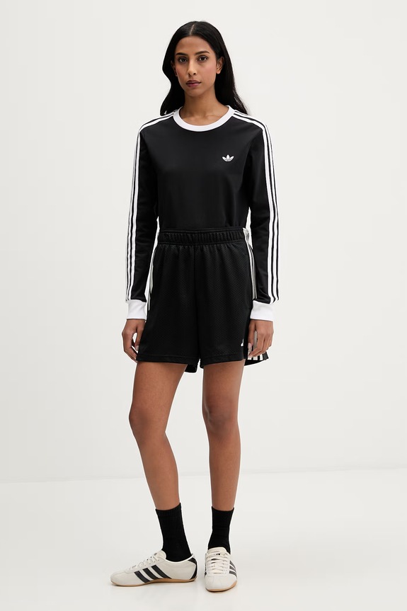 adidas Originals блуза с дълги ръкави за деца от памук с еластан KD7964 черен SS26