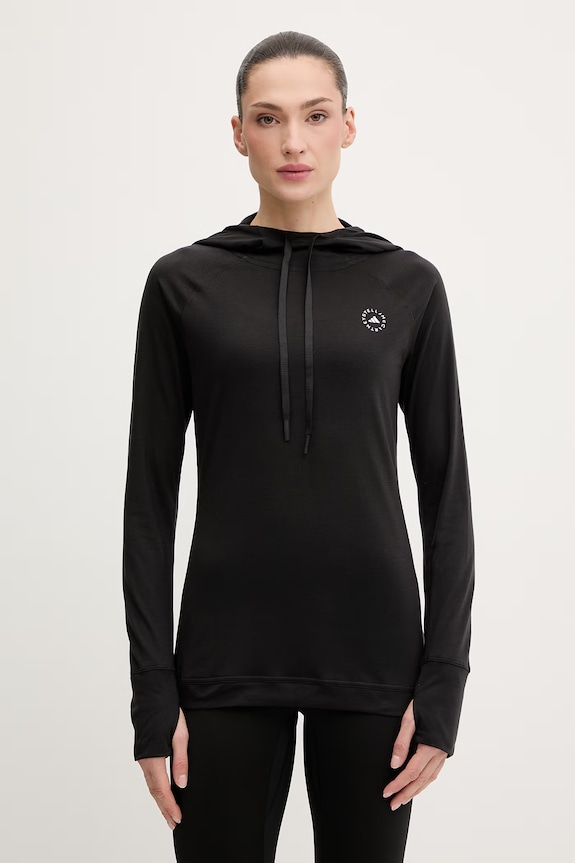 Αθλητική μπλούζα adidas by Stella McCartney με κουκούλα μαύρο KE5439