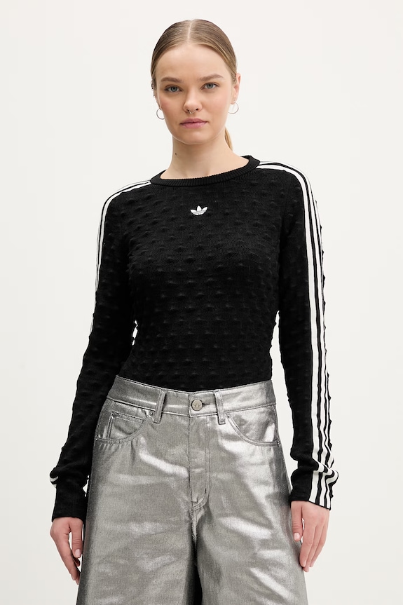 adidas Originals πουλόβερ γυναικείο με μαλλί στρογγυλό μαύρο KS6460.