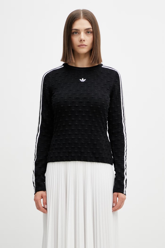 adidas Originals пуловер дамски с вълна овално черен KS6460.