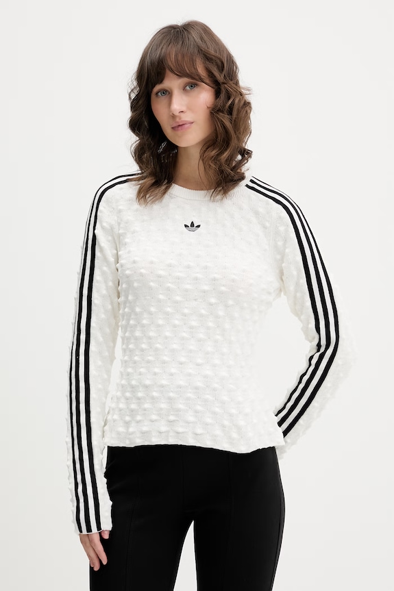 adidas Originals pulover femei cu amestec de lână grosime medie bej KS6461.