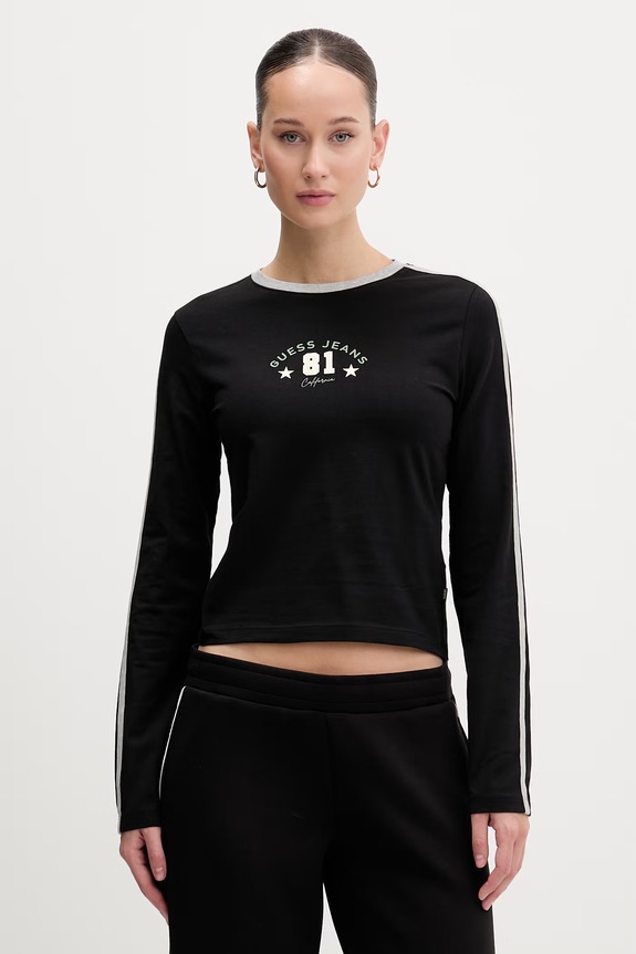 Guess Jeans longsleeve z elastanem czarny W6RI17.J1314
