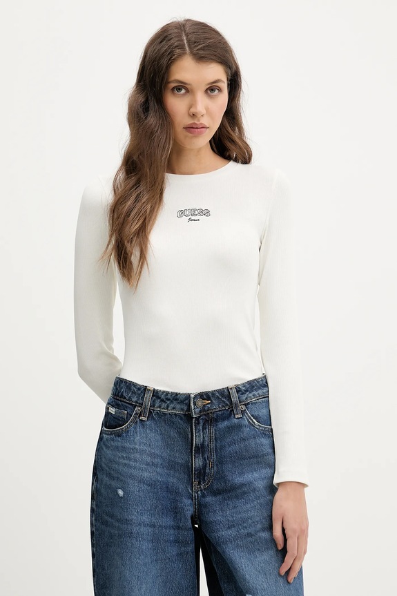 Guess Jeans longsleeve z elastanem beżowy W6RP22.KA0H1