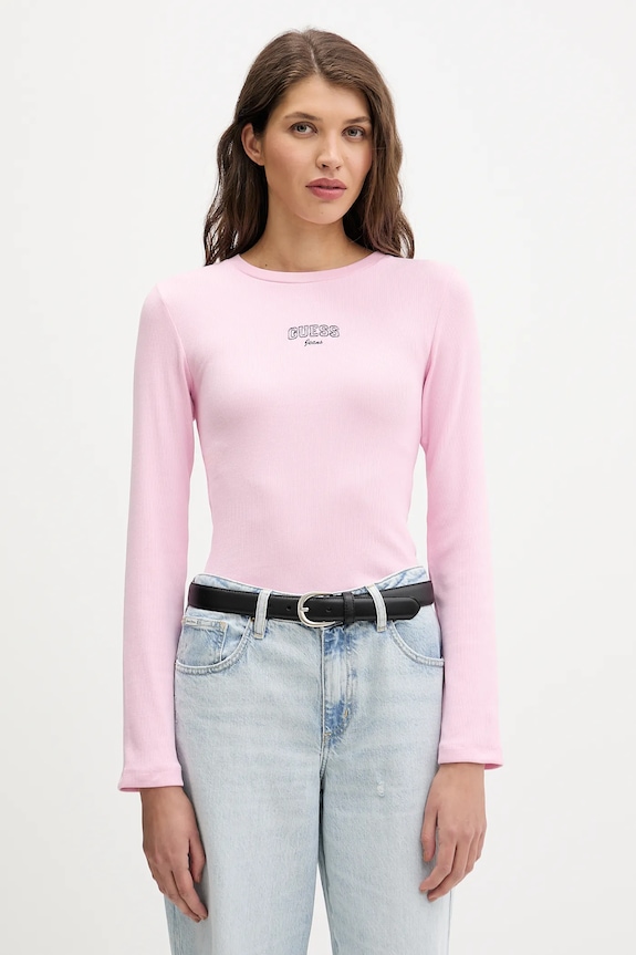 Guess Jeans longsleeve z elastanem różowy W6RP22.KA0H1