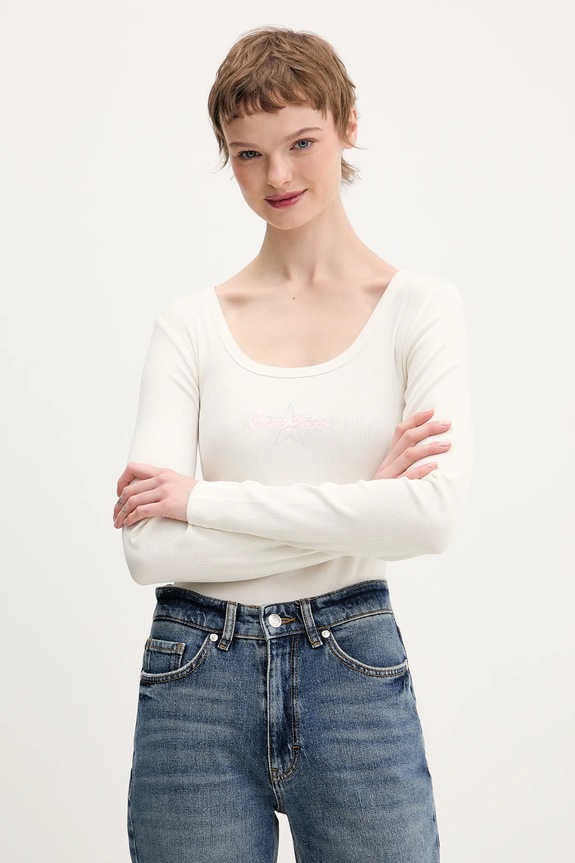 Guess Jeans longsleeve aplikacja beżowy W6RP24.KA0H1