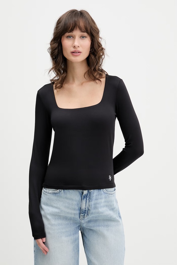 Guess Jeans longsleeve z elastanem czarny W6RP33.K1092